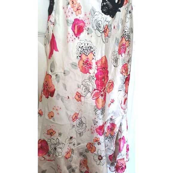 Delicates Slip Dress Sz Medium Floral Print Lace Trim Chemise Gown Lingerie Vtg - Picture 5 of 7